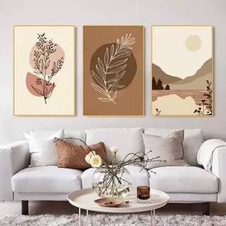 Poster 3er Set Bilder Boho 50x70cm Wohnzimmer Schlafzimmer 50x70cm B