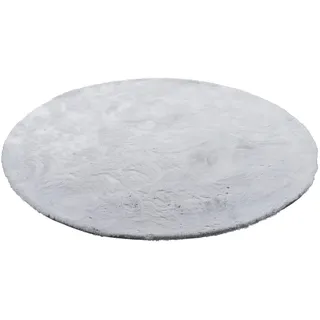 Pergamon Luxus Super Soft Fellteppich Plush Rund Hellgrau 80x80cm