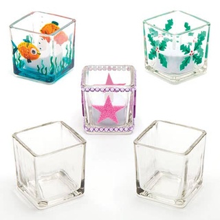 Quadratische Teelichthalter aus Glas (6 Stück) Bastelsets