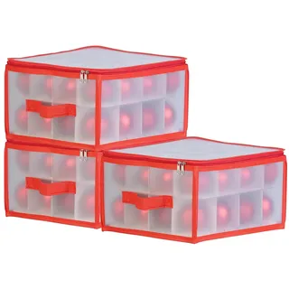 infactory Weihnachts-Aufbewahrung: 3er Set Aufbewahrungsbox für 32 Christbaumkugeln bis 6 cm, Tragegriffe (Aufbewahrungsbox Weihnachtskugeln, Weihnachtsschmuck-Aufbewahrung, Ball)