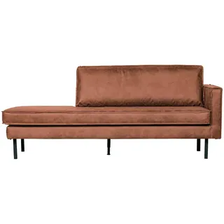 Daybed Recamiere Rodeo Lederoptik, modernes Design, rechts, cognacbraun, gepolstert