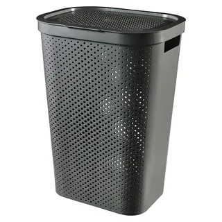 Curver Infinity Wäschekorb aus 100% recyceltem Kunststoff 60L dunkelgrau - Grau