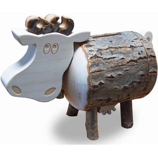 Spardose Kuh Lotte aus Astholz mit Rinde - Spardose aus Holz - kreative Geldgeschenk Idee