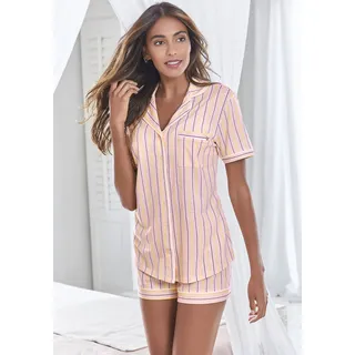 Shorty S.OLIVER Gr. 32/34, rosa (hellrosa, allover) Damen Homewear-Sets Pyjamas mit Knopfleiste und Brusttasche