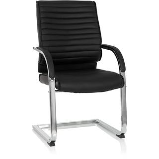 MyBuero Besucherstuhl Schwing-Stuhl Visiter CL120, ergonomischer Schreibtisch-Stuhl mit Armlehne, Freischwinger-Sessel zum Arbeiten & Relaxen im Büro, Home-Office, Kunst-Leder schwarz 725003