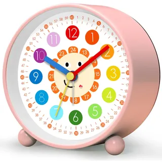 Lautloser Kinderwecker Ohne Ticken, Analoger Wecker Zum Lernen, Rosa Lernwecker Für Mädchen, Gut Lesbar, Batteriebetrieben, Geburtstagsgeschenk Für Kinder