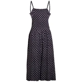 Vishes Sommerkleid Langes Kleid Damen Träger Bedruckt Jersey Baumwolle Alternative Mode, Boho, Hippie, Ethno, Festival schwarz 38