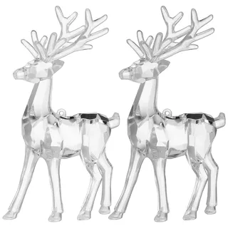 Garneck 2st Weihnachtselch Hirsch Wohnkultur Hirschschmuck Für Den Weihnachtsbaum Klare Elchstatuensammlung Klare Rentier-Ornamente Feiertags-rentierfiguren Acryl Esstisch Büro