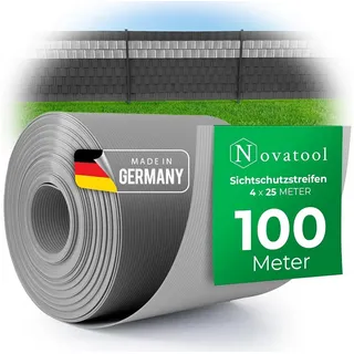 Novatool Sichtschutzstreifen 10000 x 1 cm Grau PVC 2 St.