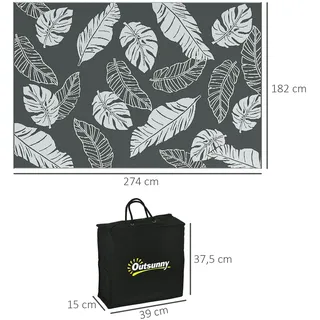 Outsunny Outdoor-Teppich, Campingteppich mit Doppelseitigem Design, für Balkon,