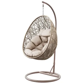 MIRJAN24 Hängesessel Fogo, Hängekorb mit Gestell und Kissen, Stahlskelett beige