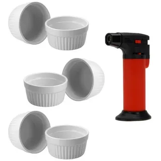 ToCi Auflaufform Creme Brulee Schälchen Sets 9 cm Förmchen aus Keramik 185 ml Weiß, (7-St)