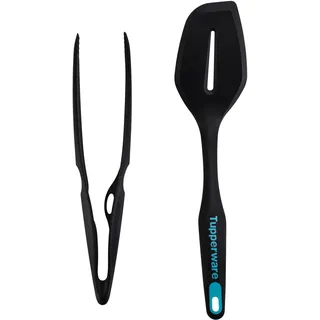 Tupperware Griffbereit Küchenhelfer Grillzange (p) schwarz + Griffbereit Pfannenwender küchenzubehör Küchenzange Servierzange (inkl. Katzen Magnet)