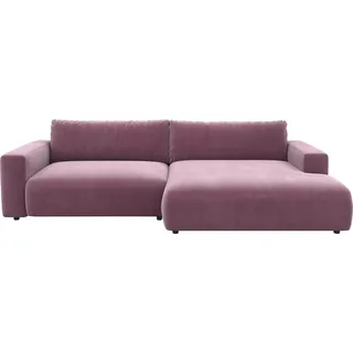 Ecksofa GALLERY M BRANDED BY MUSTERRING "LUCIA L-Form" Sofas Gr. B/H/T: 296 cm x 81 cm x 190 cm, Velour SAMT, Longchair rechts, rosa (rosewood samt) Ecksofas