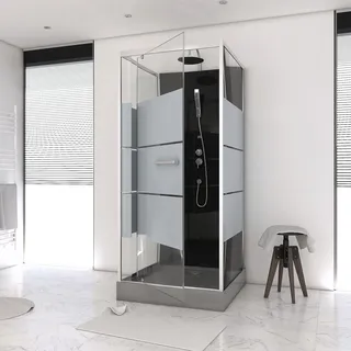 Marwell Komplettdusche Runddusche 80 x 225 cm Schwarz/Silber Sicherheitsglas
