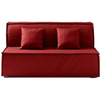 EVERGREENWEB Schlafsofa 140 cm Breit mit Matratze 140x190, Umwandelbar, 2 Sitzer Couch mit Schlaffunktion, Faltbares Bett mit Abnehmbarem und Waschbarem Bordeaux Bezug, Paar Superweiche Kissen | ELLEN
