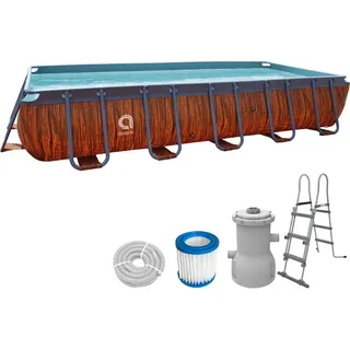 Avenli Pool, Braun, Metall, Holz Optik, 7,020 L, Rechteckig, 200x100x400 cm, Freizeit, Pools und Wasserspaß, Pools