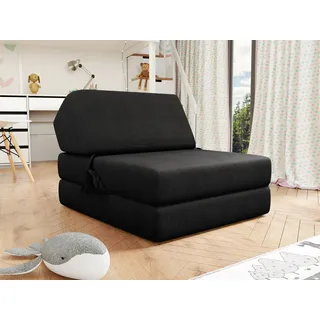 MIRJAN24 Schlafsofa Kevin, Sofa mit Schlaffunktion, Bettsessel, Klappmatratze, Faltmatratze schwarz