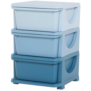 HOMCOM Spielzeugtruhe mit Stauraum Aufbewahrungsboxen Spielzeug-Organizer Blau (Set, 1 St., drei Ebene für Kinderzimmer 3-6 Jahre), 37L x 37B x 56.5H cm blau