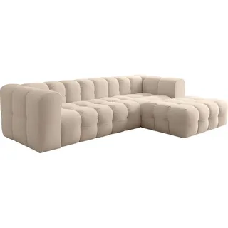 WFL GROUP Ecksofa Mochi L-Form 5-Sitzer, Rechts, Samt Beige 290/75/193 cm
