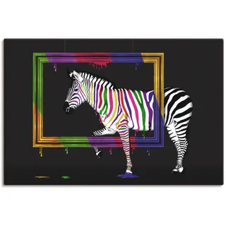 Wandbild ARTLAND "Das Regenbogen Zebra" Bilder Gr. B/H: 60 cm x 40 cm, Leinwandbild Animal Fantasy, 1 St., bunt Kunstdrucke als Leinwandbild, Poster, Wandaufkleber in verschied. Größen