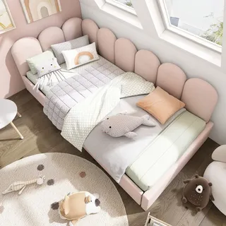lanki international gmbh Odikalo Polsterbett Kinderbett Jugendbett Schubladen Stauraum Daybett Tagesbett 90x200cm Rosa - Rosa
