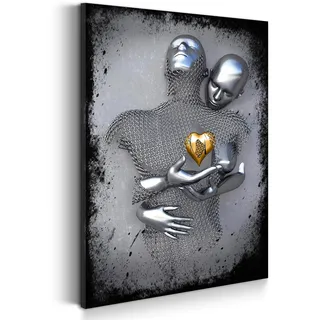 Kunstwelten24 Leinwandbild Wandbild abstrakt 3D Metallfiguren Pop Art Größe 60x90x2cm