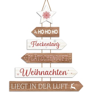 Weihnachten Richtungsweiser zum aufhängen - ca. 50x35 cm - Weihnachts Tür Deko Holz Schild zum Hängen - Advent Nikolaus Schlitten Wegweiser Geschenkidee