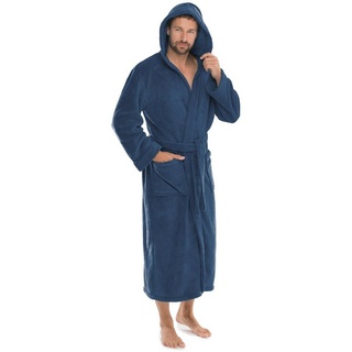 CELINATEX Florida Bademantel Damen S blau Morgenmantel Herren Coral Fleece Saunamantel Microfaser Kapuze Unisex - S