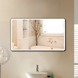 MUPAI Badspiegel LED Badezimmerspiegel Beleuchtet Bad Spiegel Wandspiegel Badezimmerspiegel mit Beleuchtung,badezimmerspiegel LED Touch (Runder Winkel, 120x70cm)