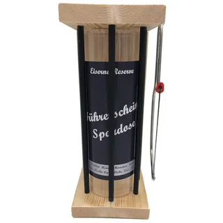 Führerschein Spardose Black XL Eiserne Reserve incl. Säge zum zersägen der Stäbe, Geldgeschenk, das andere Sparschwein, witzige Sparbüchse, Geschenkidee