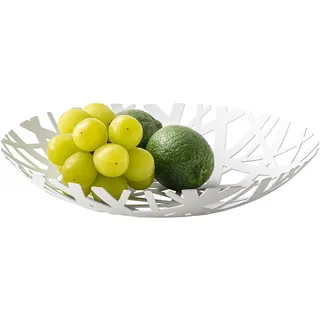 YAMAZAKI TOWER Obstkorb mit Nest-Design aus Stahl - Obstschale, für Obst, Deko, modern - 26 x 26 x 4,5 cm, japanisches Design, weiß
