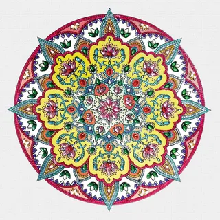CREATIV DISCOUNT Diamond Painting Set Mandala, 30 x 30 cm Keilrahmen mit Zubehör (Gelb-Weiß-Rot)