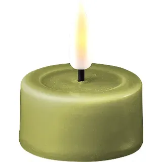 Deluxe Homeart LED Teelicht im 2er Set mit Real Flame, Ø4.1 x H4.5cm, olive