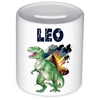 Manufaktur Liebevoll Dinosaurier Spardose personalisiert Taufe Geschenk Geburt Babygeschenk Personalisierte Kinder Spardose T-Rex Dino Baby Junge Geldgeschenk (Dino)