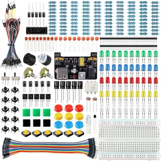 Miuzei Starter Kit, Steckboard Breadboard Set, Power Modul, LED, Kabel | 322 Bauteile, kompatibel mit Arduino IDE/RPi/ESP32, Widerstände, Jumperkabel, Aufbewahrungsbox, 15 Lektionen, für Einsteiger