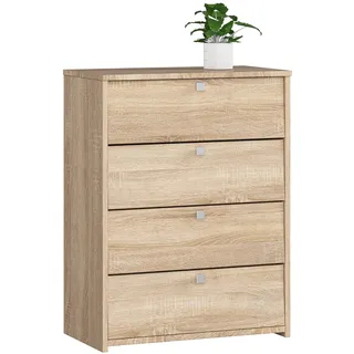 AKORD Schuhschrank Rubin mit 4 Schuhregalen und 4 Klapptüren | Schuhkipper | Schuhregal geschlossen | Schuhbank | Schuhaufbewahrung | B66 x H85 x T36 cm, Gewicht 29 kg | Farbe Sonoma Eiche