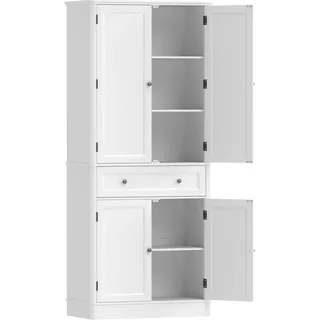 Homcom Hochschrank Buffetschrank 80 x 39,5 x 186,4 cm Weiß