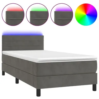 vidaXL Boxspringbett 90 x 200 cm Dunkelgrau