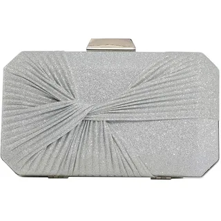 CORIOS Damen Abendtasche Glitzer Clutch Bag Hochzeit Brautbörse Handtasche Funkelnd Kette Schultertasche Elegante Klein Tasche Glänzend Cocktail Party Abschlussball Tasche für Frauen Silber