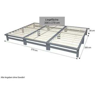 Homestyle4u Familienbett 270 x 200 cm Grau