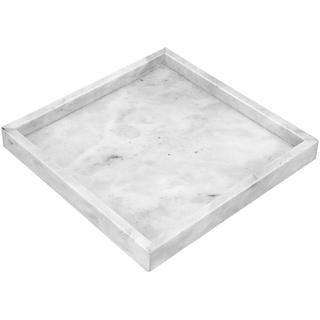 BSTKEY Tablett aus natürlichem Marmorstein, dekoratives Couchtisch-Tablett, quadratisch, 25 cm, Marmor-Serviertablett für Küche, Bad, Kommode, Arbeitsplatte (grau)