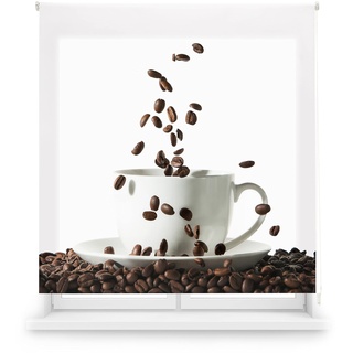 Blindecor Digitale Küche | lichtdurchlässiges Rollo mit Digitaldruck | Modell Coffee | 150 x 180 cm (Breite x Höhe) Stoffgröße 147 x 175 cm | Fensterrollos