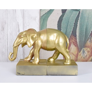 Buchstützen Jungle Elefant Buchständer Elefantenfigur Gold Ananas cw986 Palazzo Exklusiv