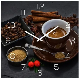 levandeo Wanduhr Alu-Dibond 30,0 cm 30x30cm braun