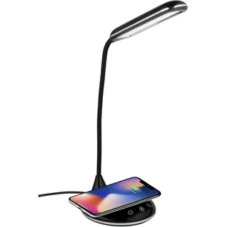 Grundig Tischllampe LED mit Wireless Charger - Nachttischlampe mit Ladefunktion 800 Lumen - Lampe mit Verstellbarer Arm 300° - Qi Kabelloses Laden - Für Schreibtisch oder Nachttisch
