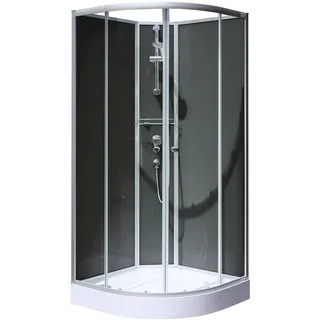Schulte Komplettdusche Verona ca. 90x90 cm Runddusche – Viertelkreis Duschkabine komplett, ESG-Sicherheitsglas, schwarzen Rückwänden & Duschsystem inkl. Duschwanne