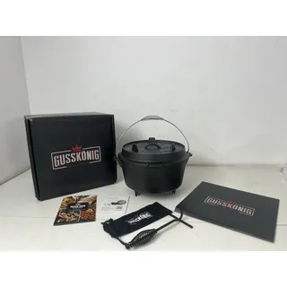 GUSSKÖNIG 2 in 1 Dutch Oven 7L, mit Füßen, mit Deckelheber, in Schwarz NEU!