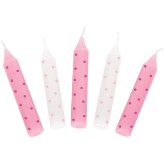 GOKI Geburtstagskerzen-Set rosa & weiß gepunktet (10St)