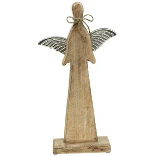 Florists Products Weihnachtsmann Holzengel Weihnachtsfigur Dekofigur mit Metallflügeln und